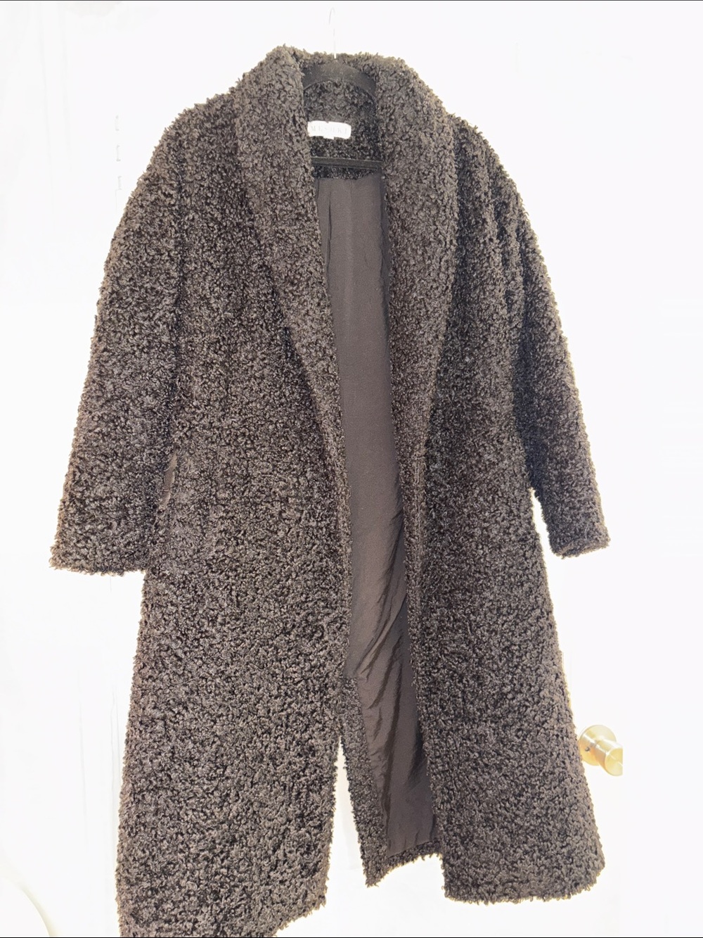 Women's Black Faux Shearling Long Coat